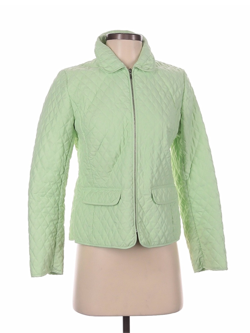 LOFT Quilted Mint Green Zip-Front Puffer Jacket